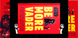 Learn To Rule Your Empire With “Be More Vader” A pair of LEGO stormtroopers carry a book called "Star Wars" "Be More Vader"
