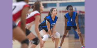 School Sports Injuries: Prevention & Treatment Tips A schoolgirl playing volleyball.