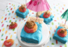 Put A Smile On Their Face With Floating Teddy Treats Floating Rice Krispie treats with teddy bears. Half of the treat is covered in blue icing and on top of the blue is a gummy ring with a grahams teddy sitting inside.