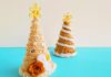 vintage style Christmas tree craft with paper cones and lace